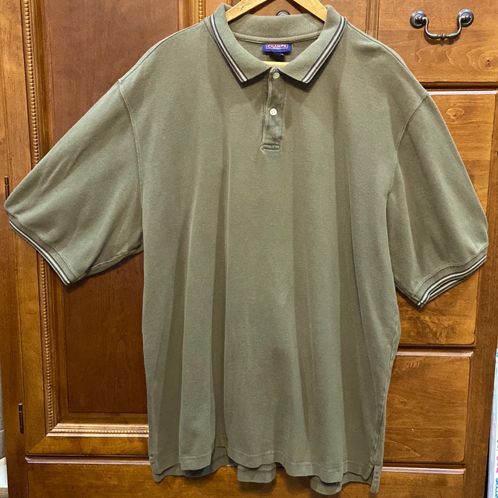Men’s Champs Xxxl Olive Green Polo Shirt-Great Condition!